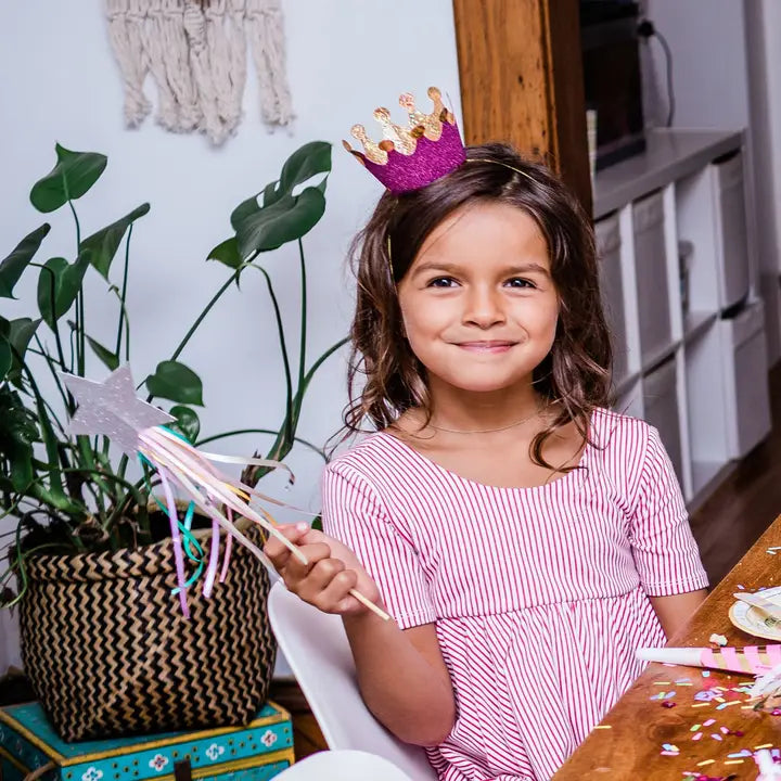 colorful mini crown headband for kids birthday from Parte Haus party supply store in Bethesda Maryland