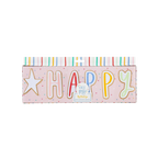 Colorful Happy Birthday banner with playful letters and star birthday theme from Parte Haus party supply store in Bethesda Maryland