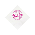 White Barbie themed napkin with pink text for birthday celebration from Parte Haus party supply store in Bethesda MD