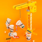 Yellow construction cups with truck graphics kids birthday theme from Parte Haus party supply store in Bethesda MD