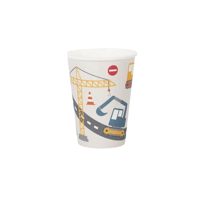 White Construction Theme Cups