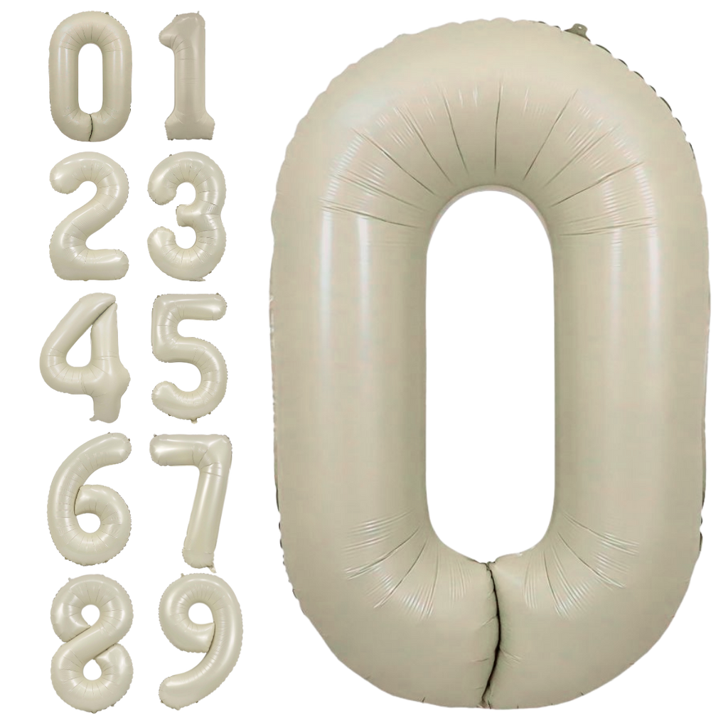 Cream 0-9 Number Foil Balloon, 34in
