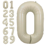 Cream 0-9 Number Foil Balloon, 34in
