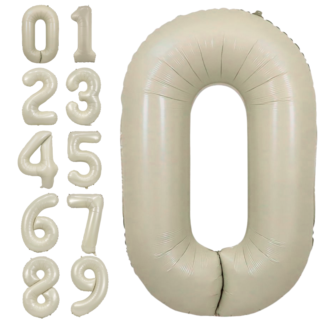 Cream 0-9 Number Foil Balloon, 34in