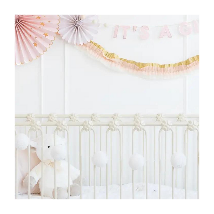 Cream Basic Pom Pom Banner
