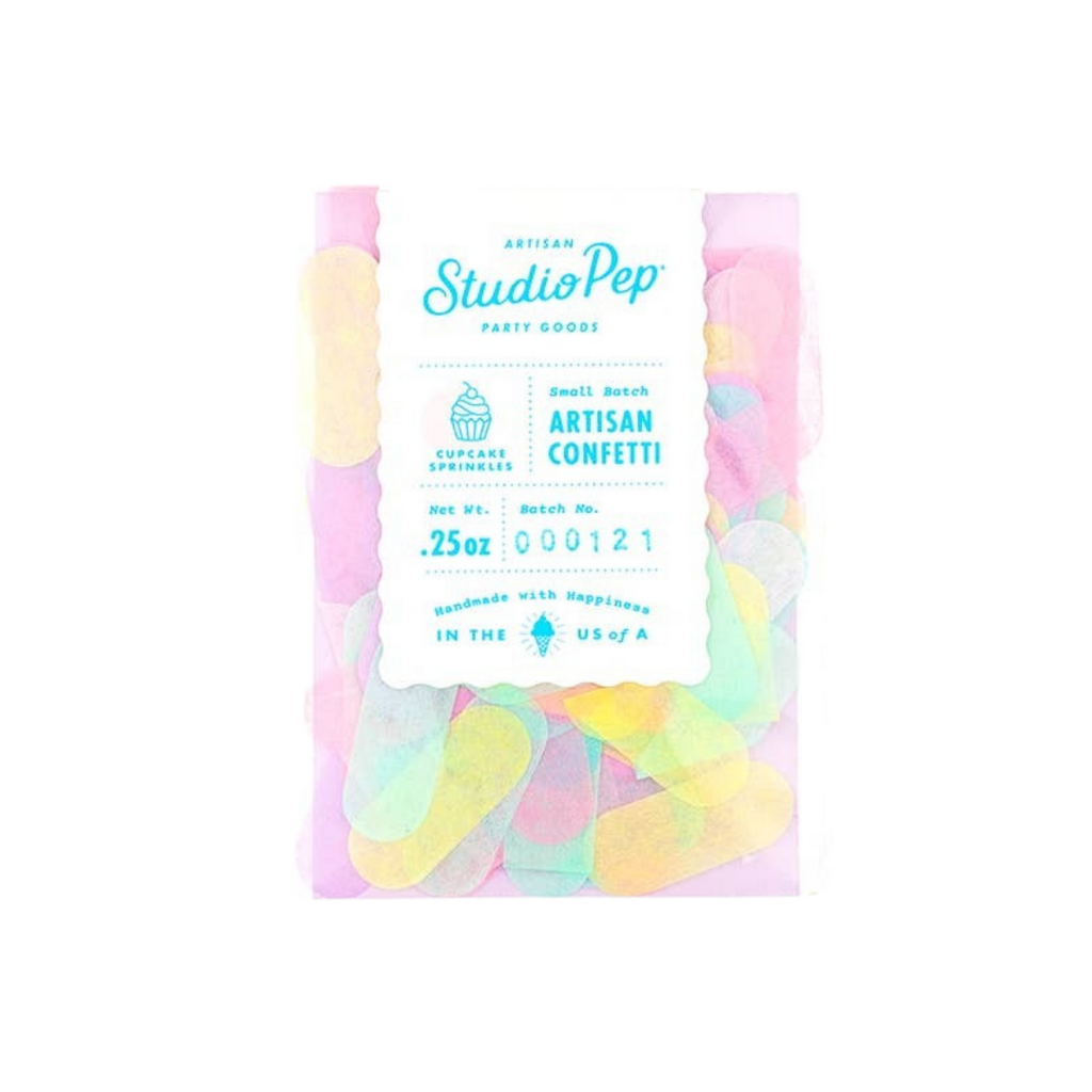 Pastel cupcake confetti artisan mini pack bright confetti for birthdays from Parte Haus party supply store in Bethesda Maryland