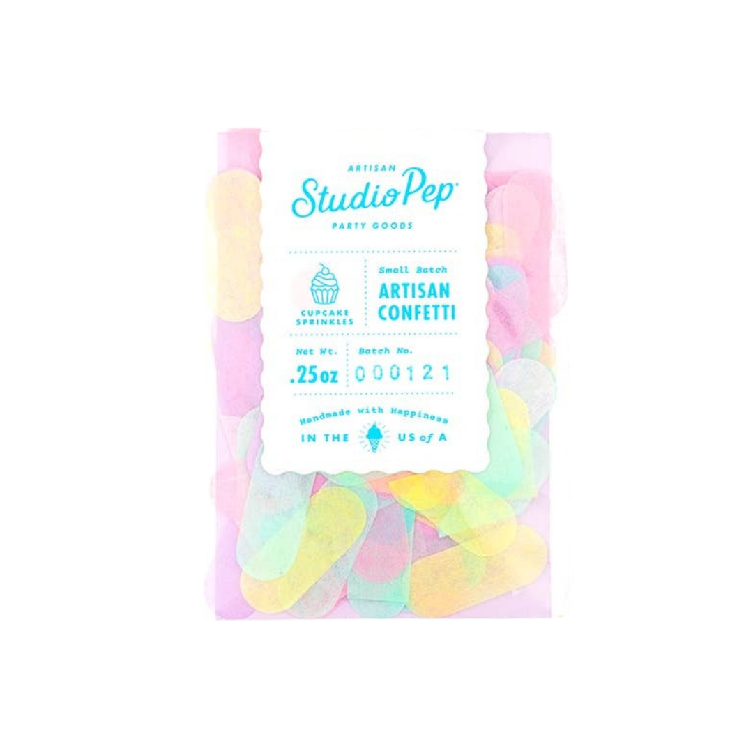 Pastel cupcake confetti artisan mini pack bright confetti for birthdays from Parte Haus party supply store in Bethesda Maryland
