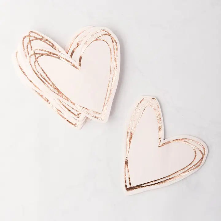 Pink and Rose Gold Heart Shaped Cocktail Napkins