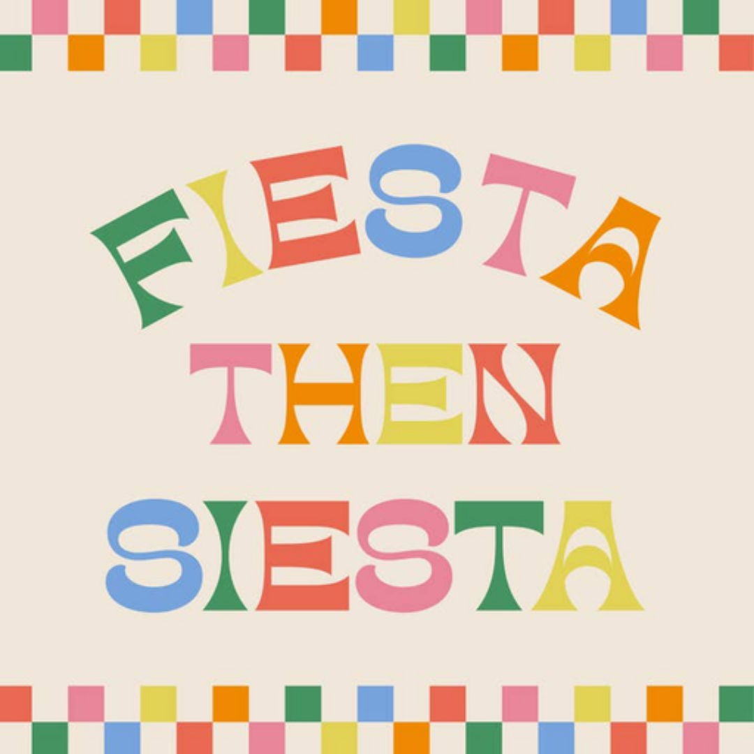 Colorful "Fiesta then Siesta" Cinco De Mayo Funny Cocktail Napkins