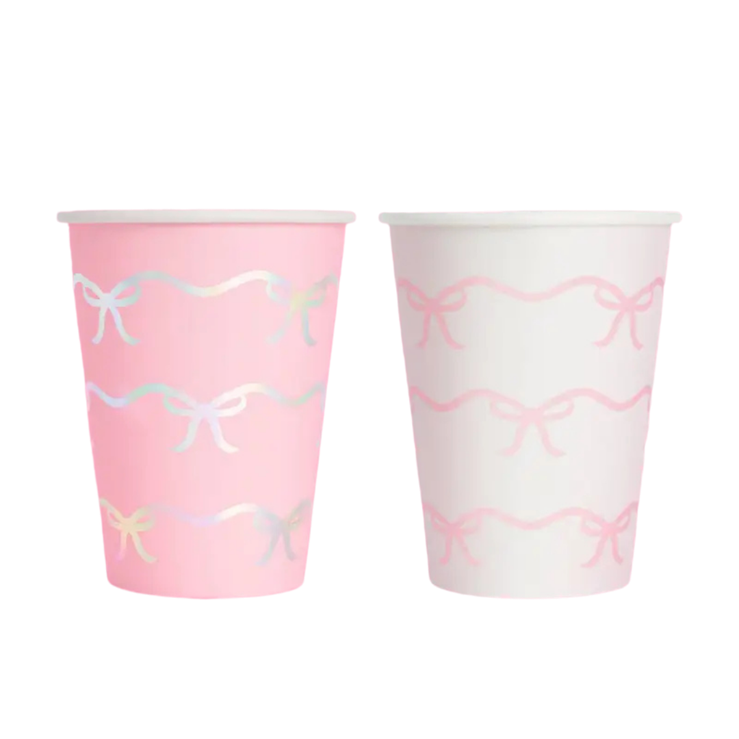 Pink and White Bow Tie  Matte Paper Cups