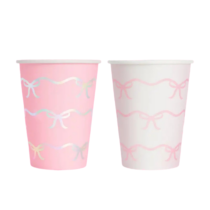 Pink and White Bow Tie  Matte Paper Cups