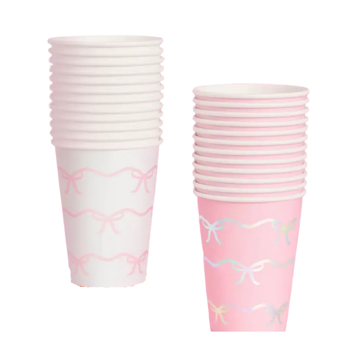 Pink and White Bow Tie  Matte Paper Cups