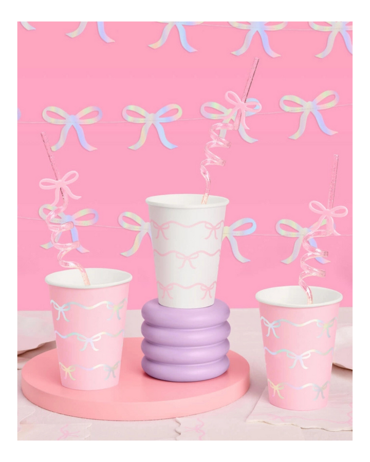 Pink and White Bow Tie  Matte Paper Cups