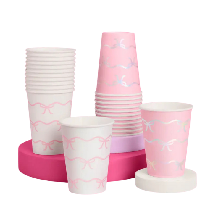 Pink and White Bow Tie  Matte Paper Cups