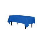 Dark blue plastic tablecloth covering a rectangular table for celebrations from Parte Haus party supply store in Bethesda MD