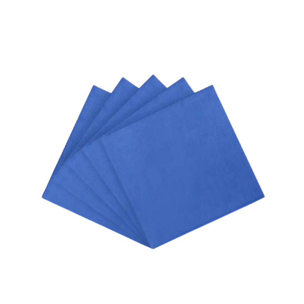 Dark blue luncheon napkins shown in a fanned arrangement celebration from Parte Haus party supply store in Bethesda MD.