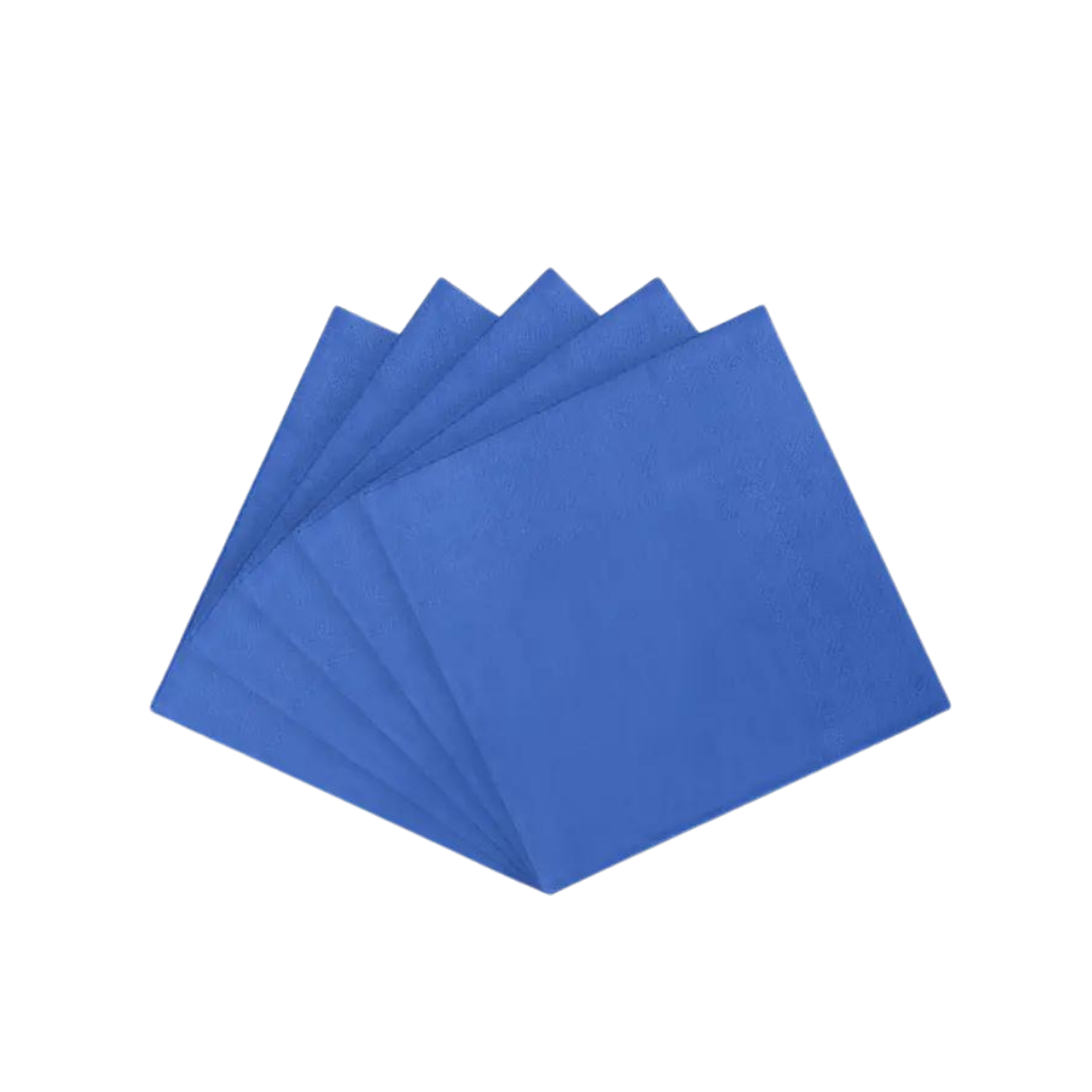 Dark blue luncheon napkins shown in a fanned arrangement celebration from Parte Haus party supply store in Bethesda MD.