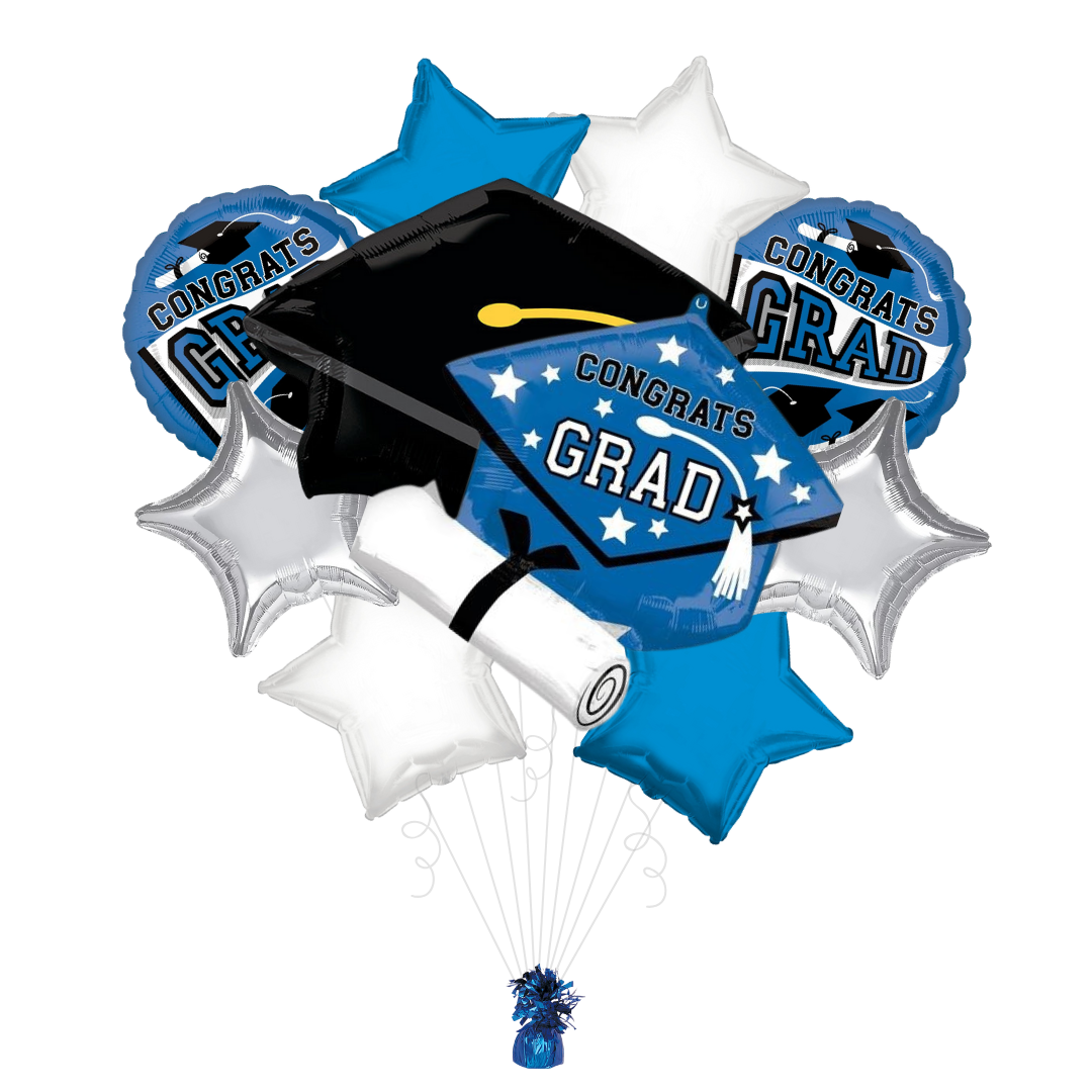 Blue "Congrats Grad" Foil Balloon Bundle