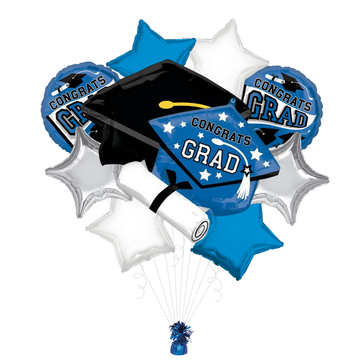 Blue "Congrats Grad" Foil Balloon Bundle