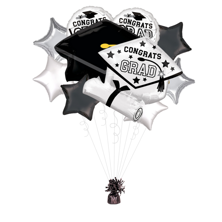 White "Congrats Grad" Foil Balloon Bundle