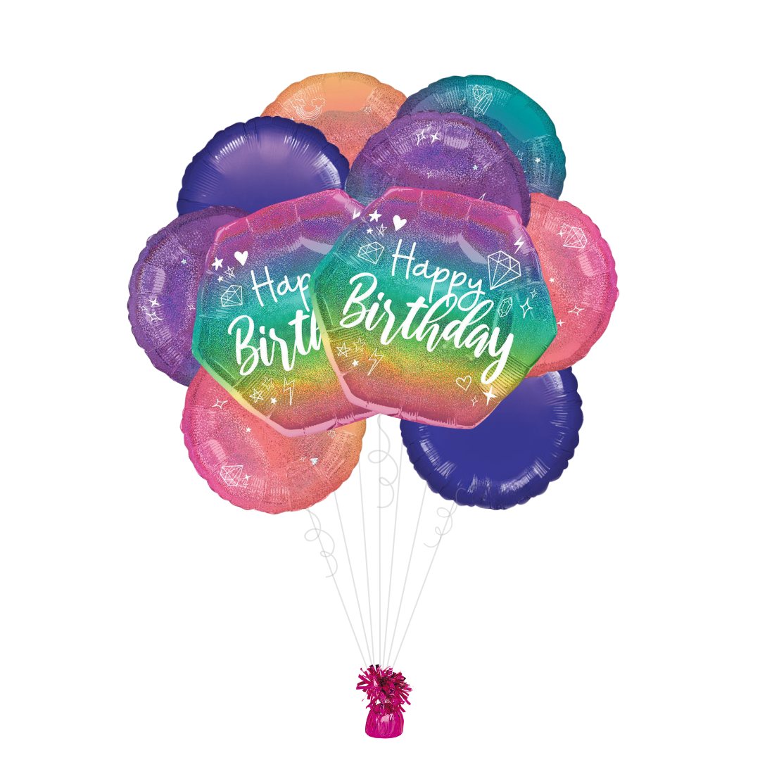 Ombre Sparkle Birthday Foil Balloon Bundle