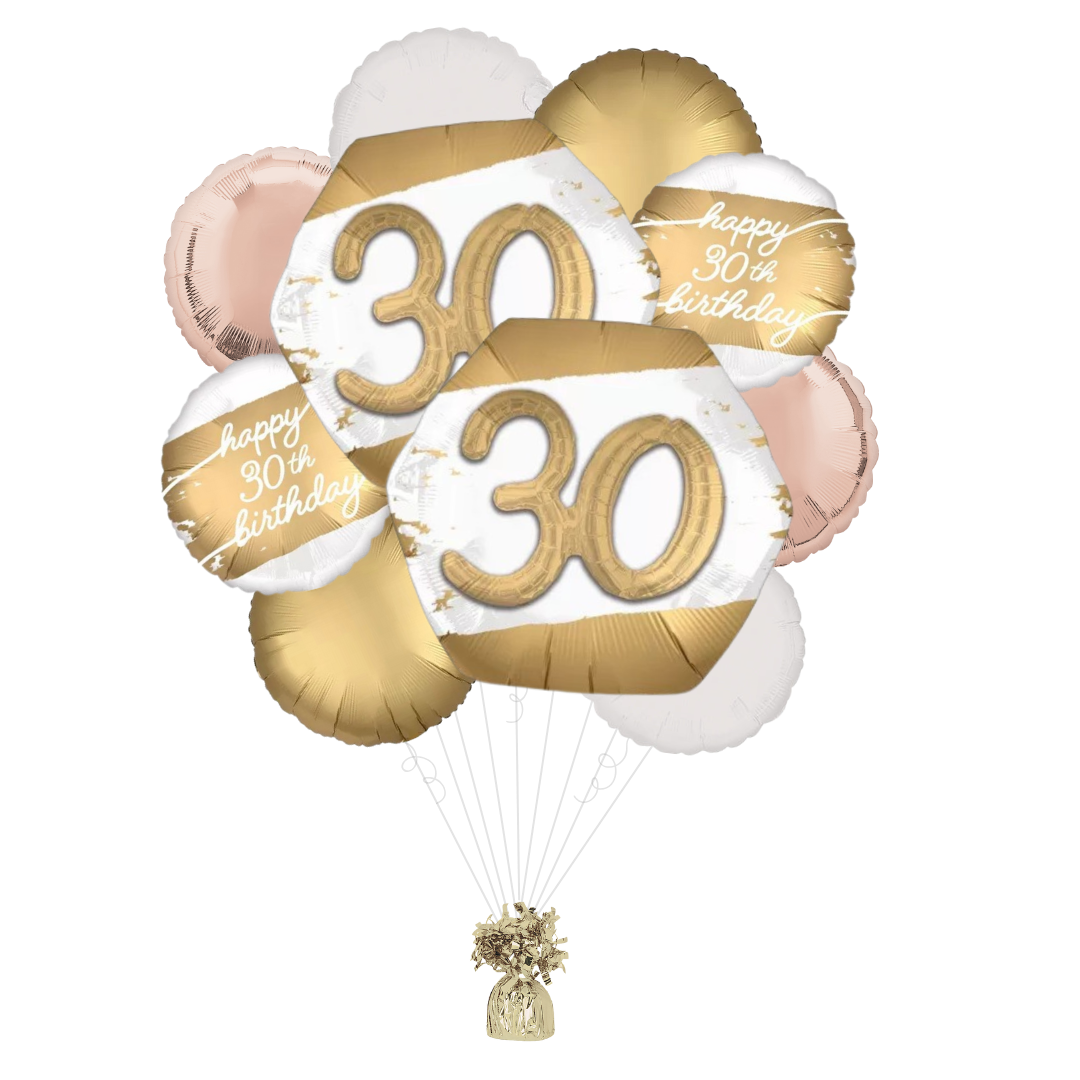 Golden Age 30th Birthday Foil Balloon Bundle