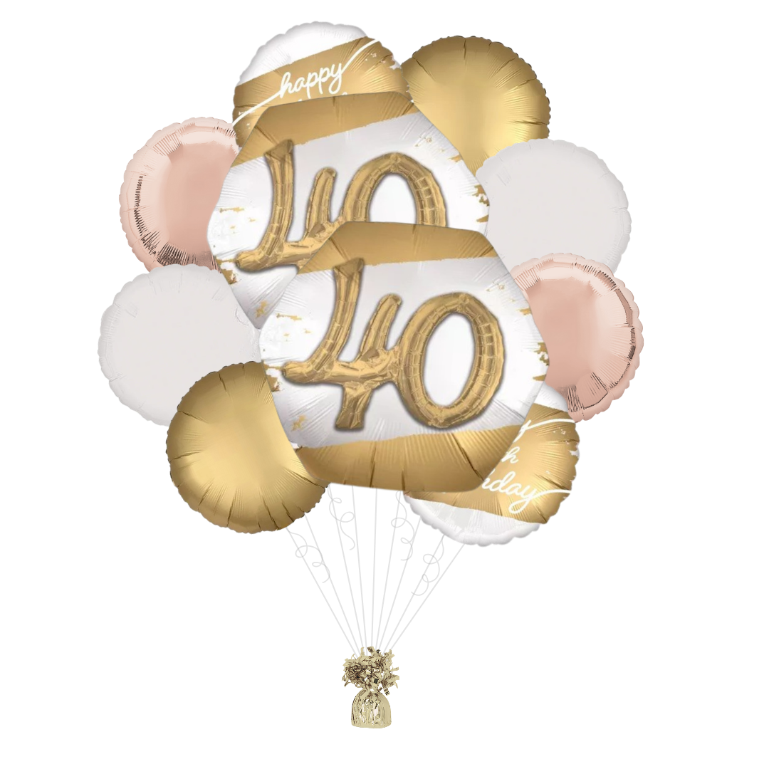Golden Age 40th Birthday Foil Balloon Bundle