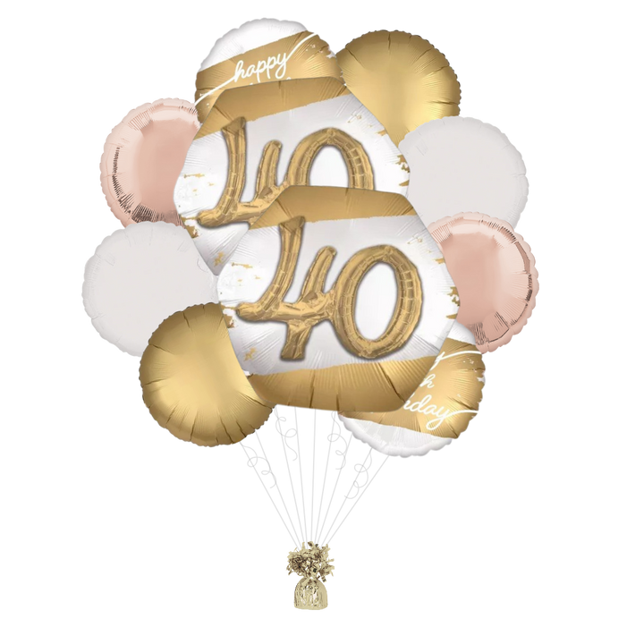 Golden Age 40th Birthday Foil Balloon Bundle