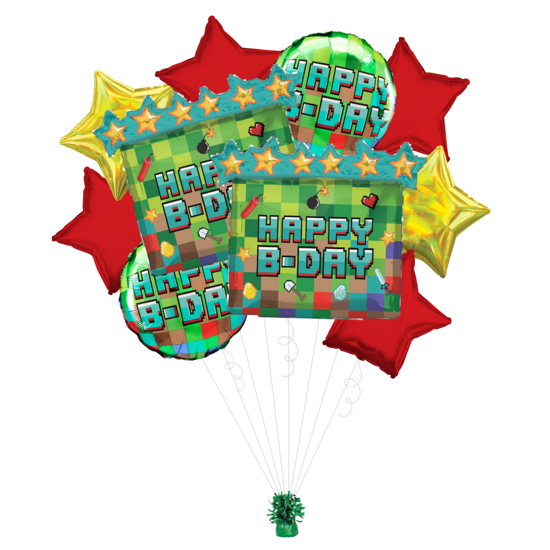 Pixel Party Birthday Foil Balloon Bundle