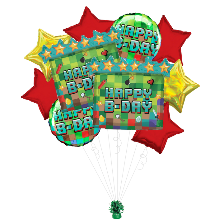 Pixel Party Birthday Foil Balloon Bundle