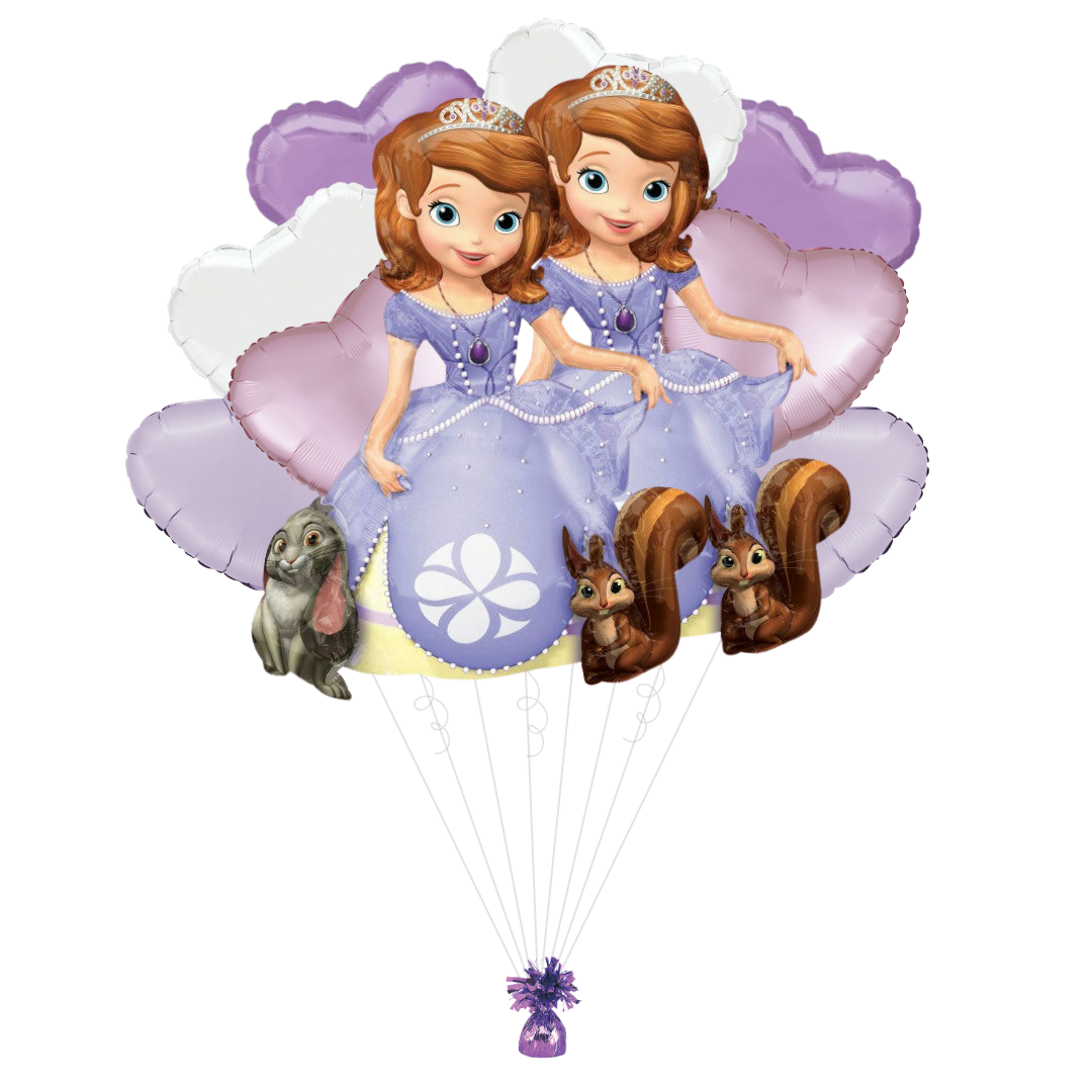 Purple princess Sofia the First balloon bouquet for birthday from Parte Haus party supply store in Bethesda Maryland
