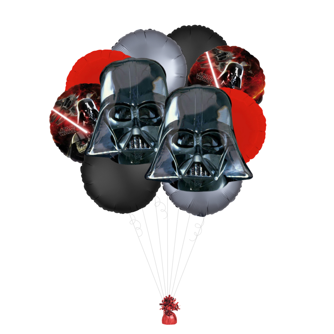 Red black and silver Darth Vader balloon bouquet Star Wars theme from Parte Haus party supply store in Bethesda MD