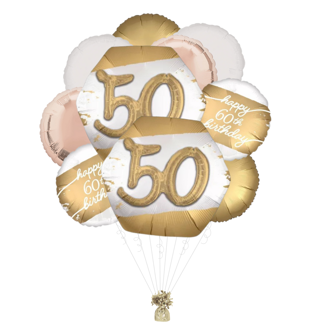 Golden Age 50th Birthday Foil Balloon Bundle