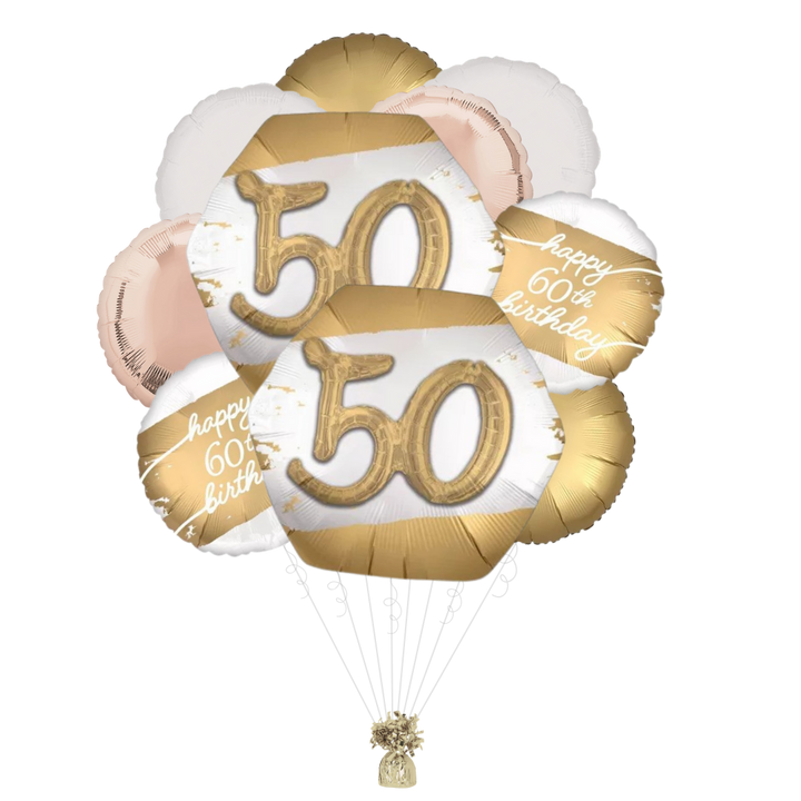 Golden Age 50th Birthday Foil Balloon Bundle