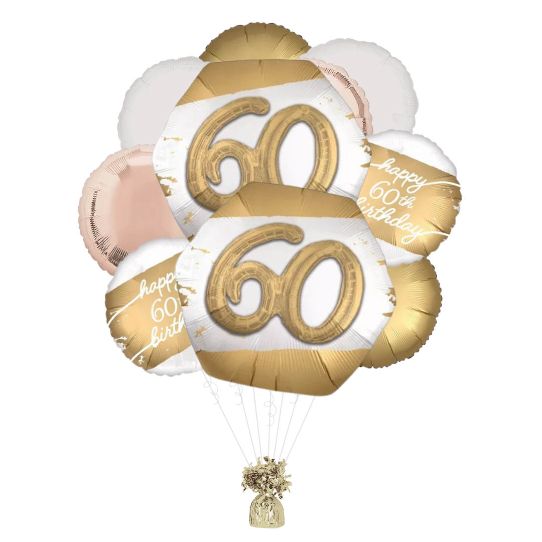Golden Age 60th Happy Birthday Foil Balloon Bundle