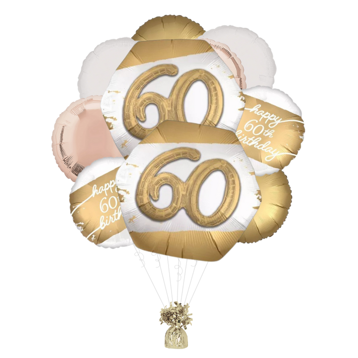 Golden Age 60th Happy Birthday Foil Balloon Bundle
