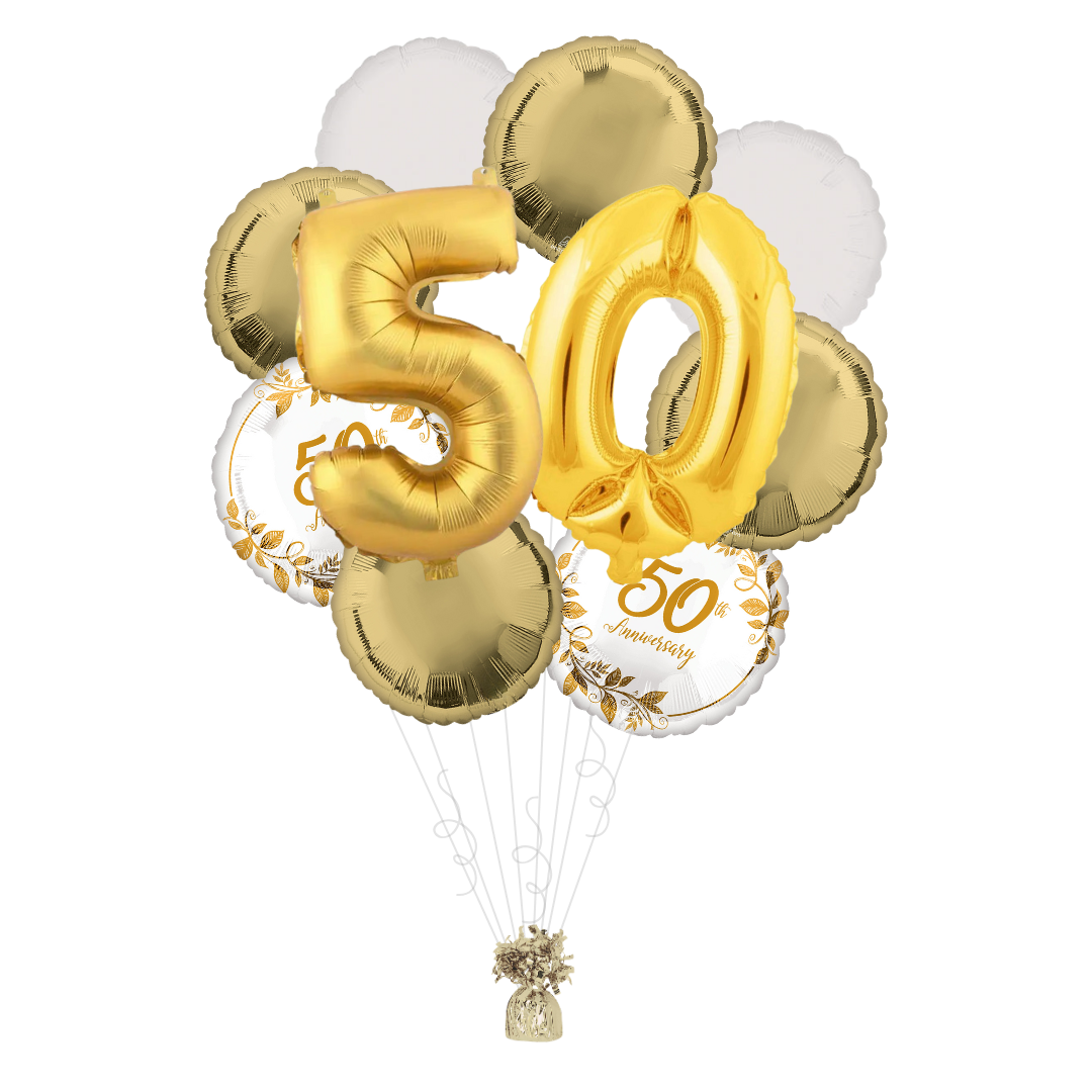 50th Anniversary Foil Balloon Bundle