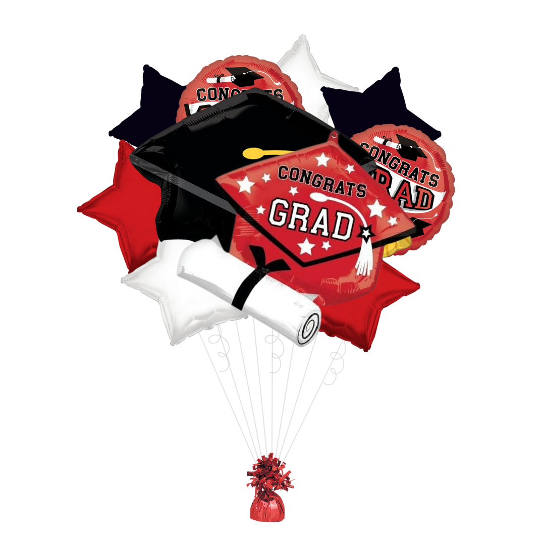 Red "Congrats Grad" Foil Balloon Bundle