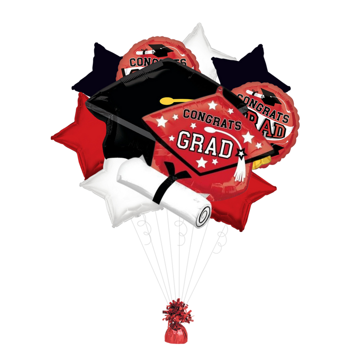 Red "Congrats Grad" Foil Balloon Bundle