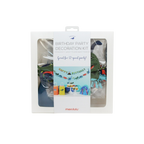 Colorful dinosaur birthday decoration kit with banner and party hats dinosaur party theme from Parte Haus party supply store in Bethesda Maryland