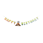 multicolor dinosaur birthday banner with volcano for kids dinosaur party from Parte Haus party supply store in Bethesda MD