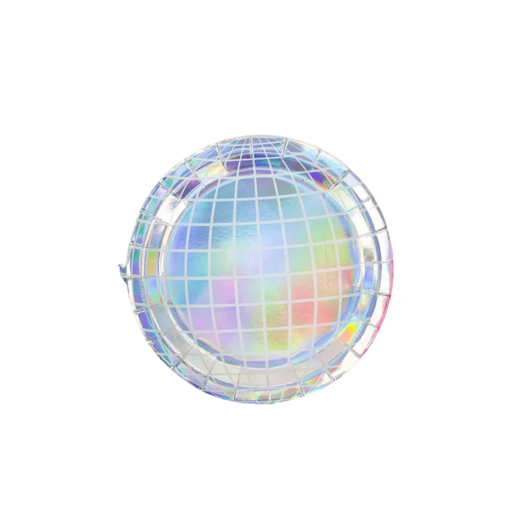 Silver Holographic Disco Ball Large Dinner Plates