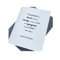 White divorce greeting card with uplifting quote occasion card from Parte Haus party supply store in Bethesda Maryland