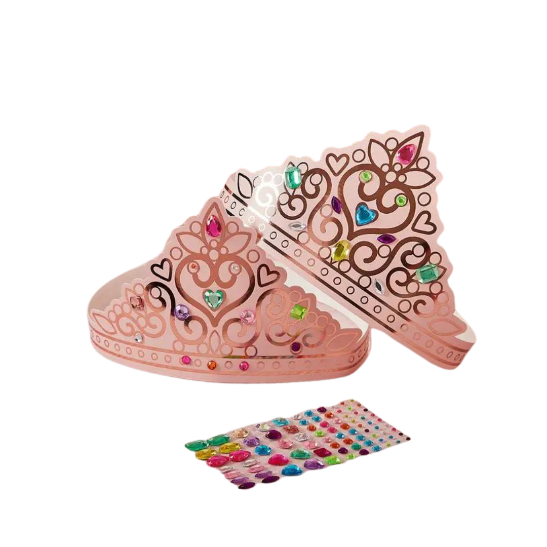 Pink princess tiara card kit with colorful gems perfect for birthday celebration from Parte Haus party supply store in Bethesda MD