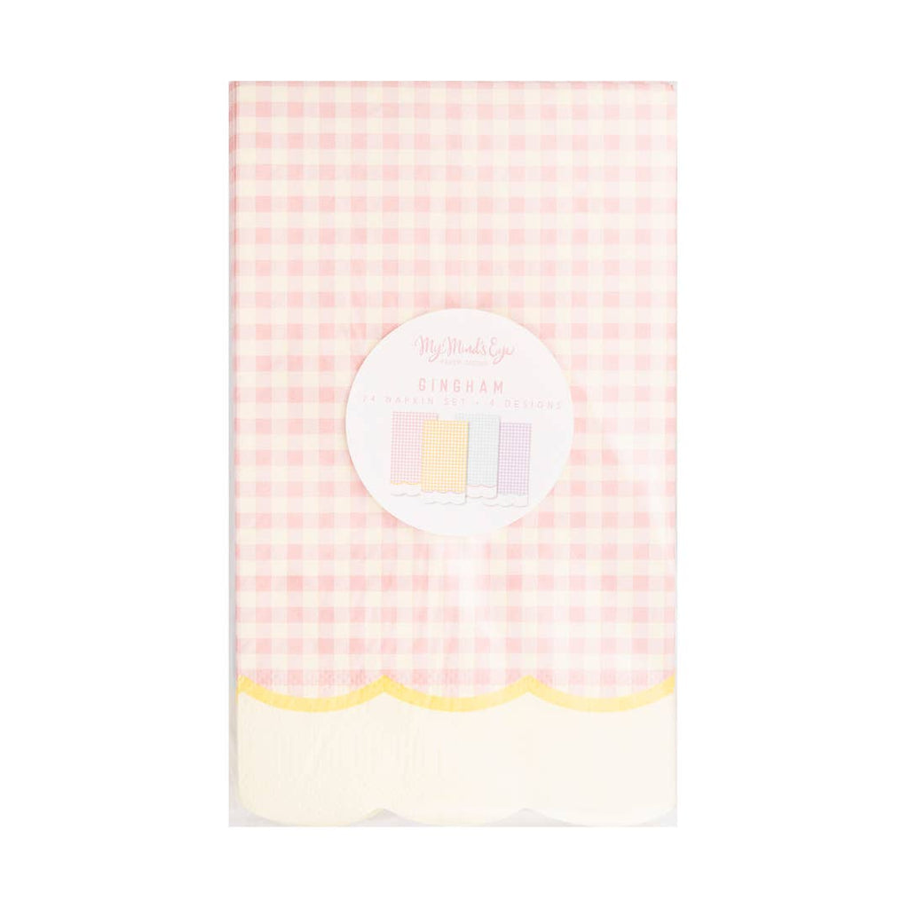 Pastel Gingham Scallop Guest Napkins