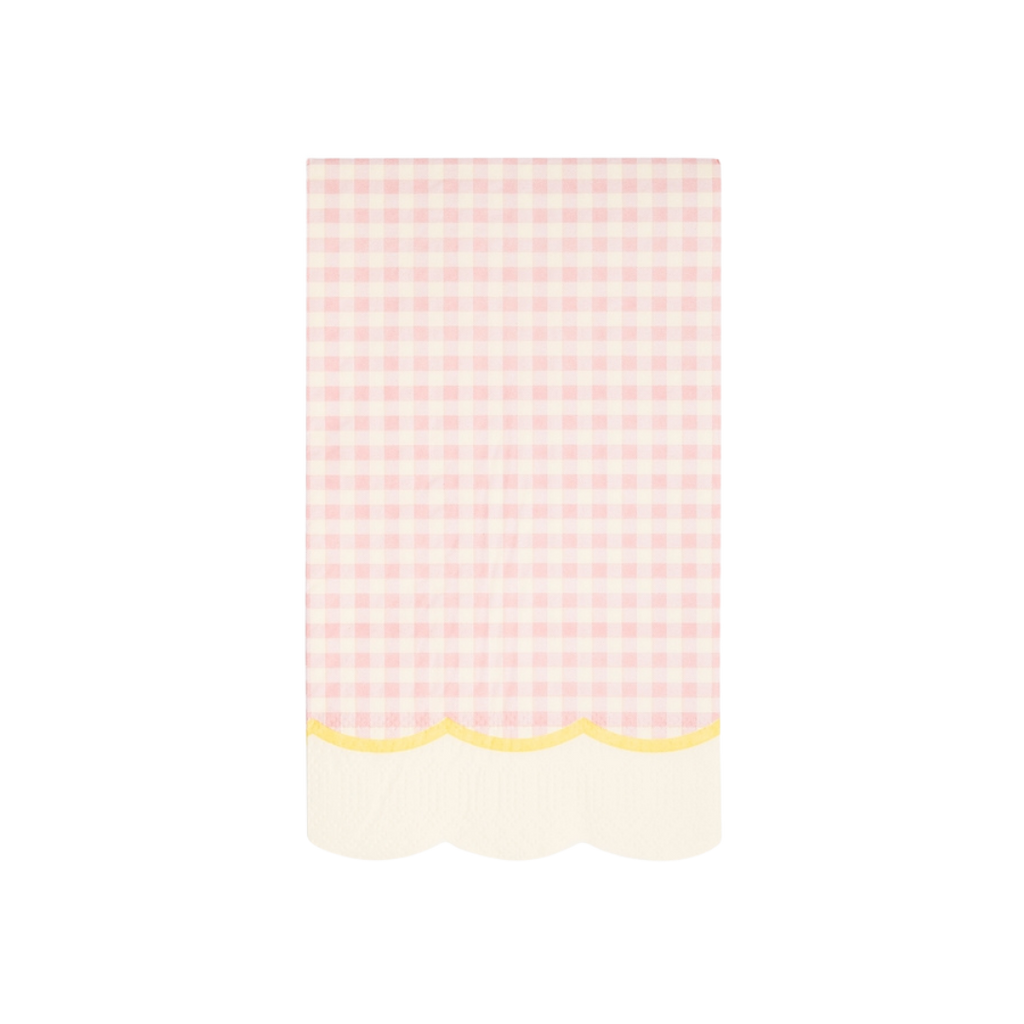 Pastel Gingham Scallop Guest Napkins