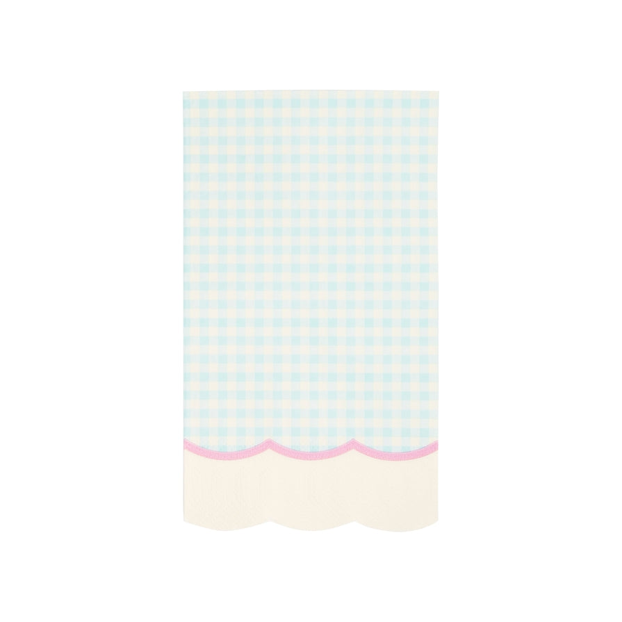 Pastel Gingham Scallop Guest Napkins