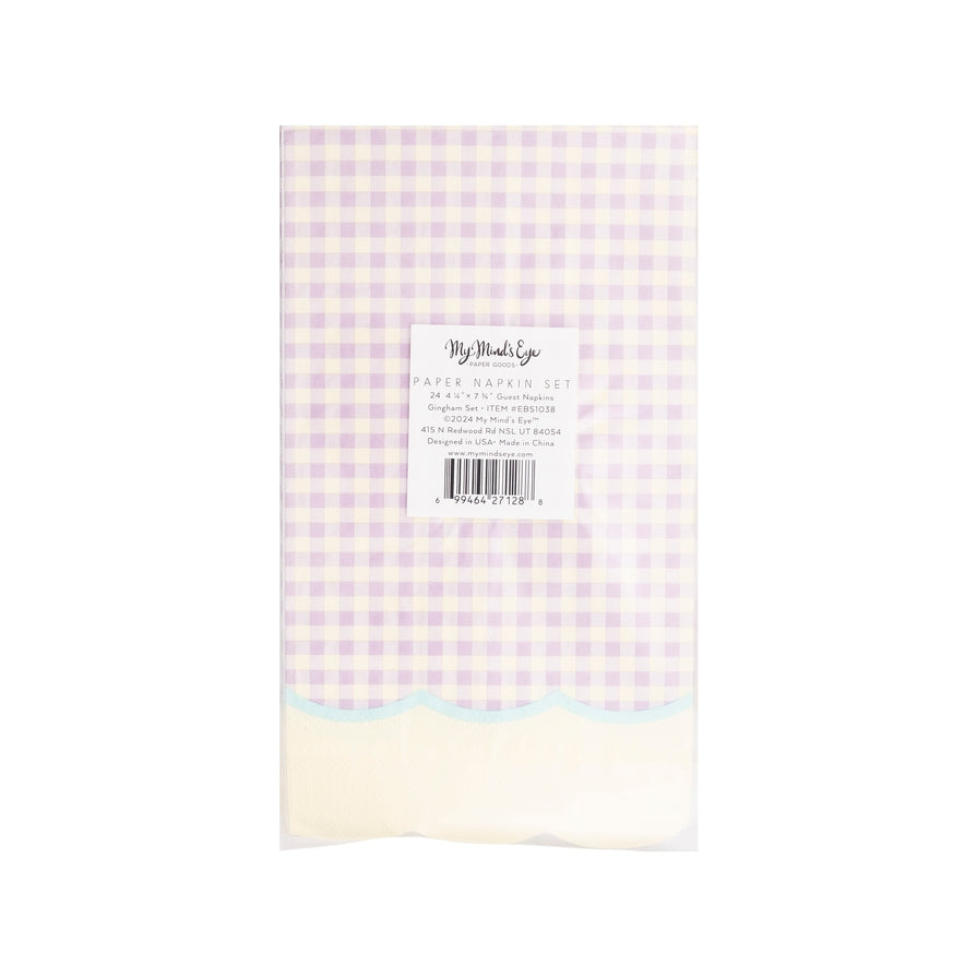 Pastel Gingham Scallop Guest Napkins