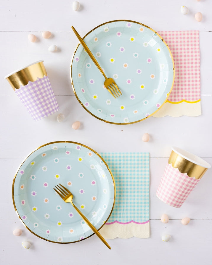 Pastel Gingham Scallop Guest Napkins