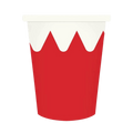 Red and white paper cup with jagged snowcap design Christmas theme from Parte Haus party supply store in Bethesda Maryland